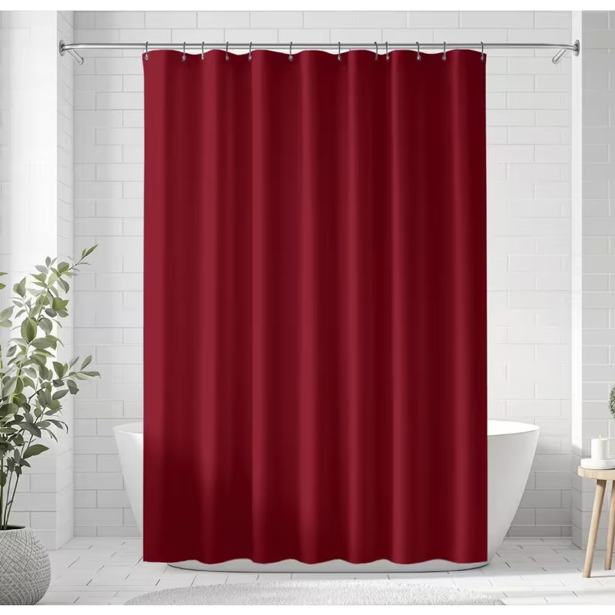 GENERICO - Cortina Ducha Baño 180x180 Elegante Burdeo