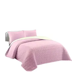 GENERICO - Cubrecama Quilt 2 plazas Plush y Genero, Rosado