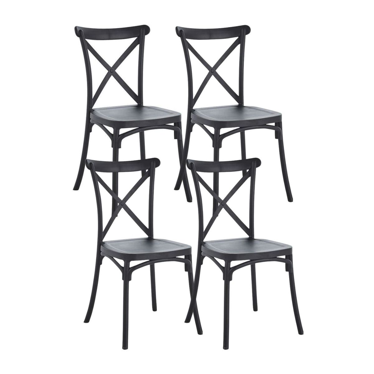 HABITA2 CHILE - PACK  DE 4 SILLA SENA POLIPROPILENO- NEGRO