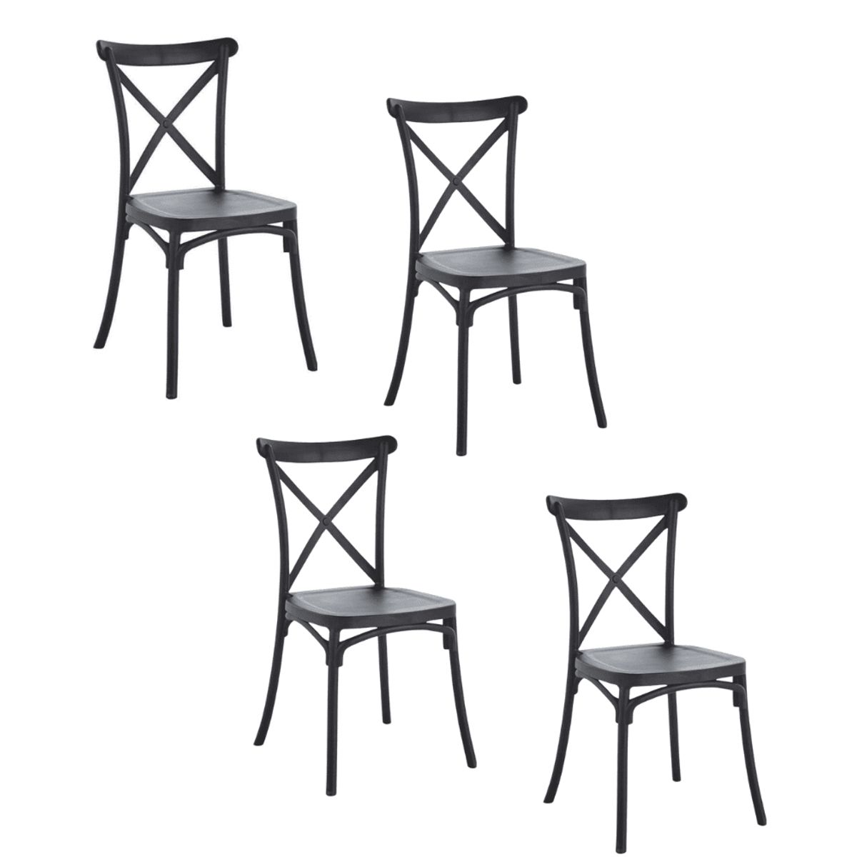 HABITA2 CHILE - PACK  DE 4 SILLA SENA POLIPROPILENO- NEGRO