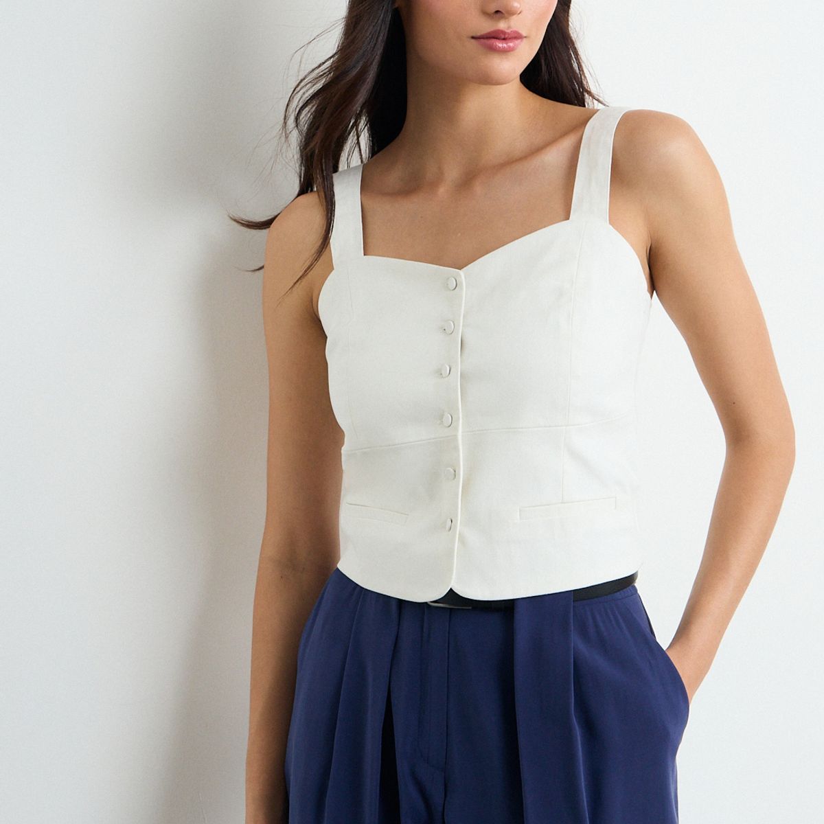 IO - Blusa Lisa Mujer Crudo Io