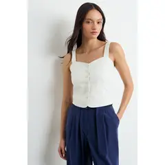 IO - Blusa Lisa Mujer Crudo