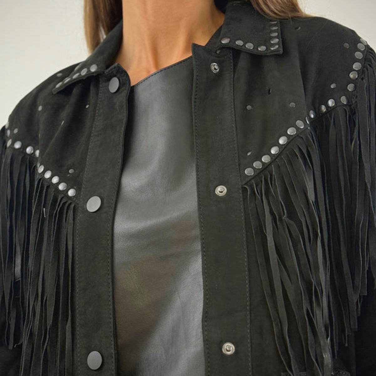 HER - Chaqueta de Gamuza con flecos