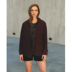 HER - CHAQUETA LARGA GAMUZA BURDEO