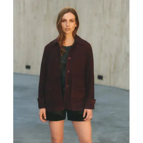 HER - CHAQUETA LARGA GAMUZA BURDEO