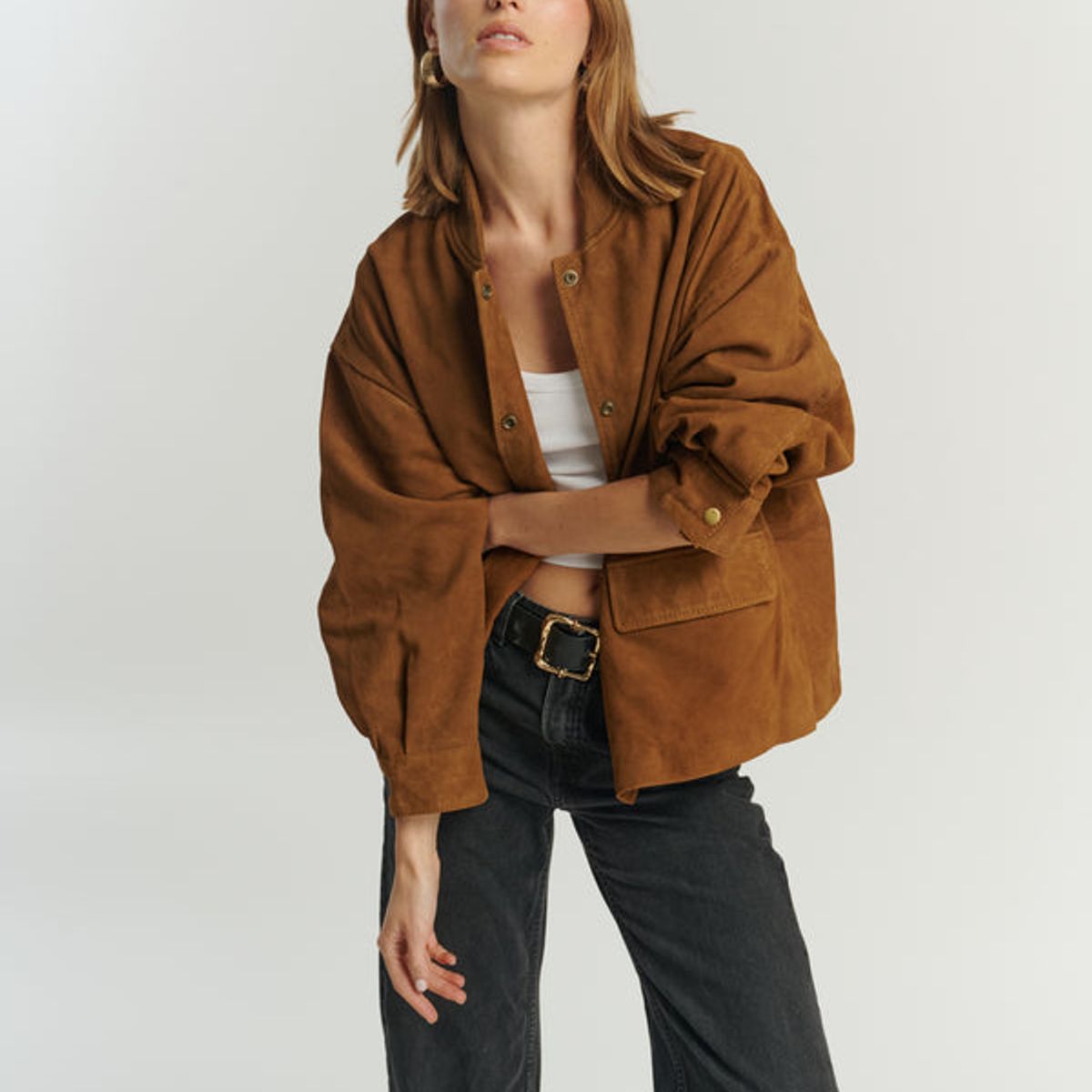 HER - CHAQUETA BOMBER GAMUZA CAMEL