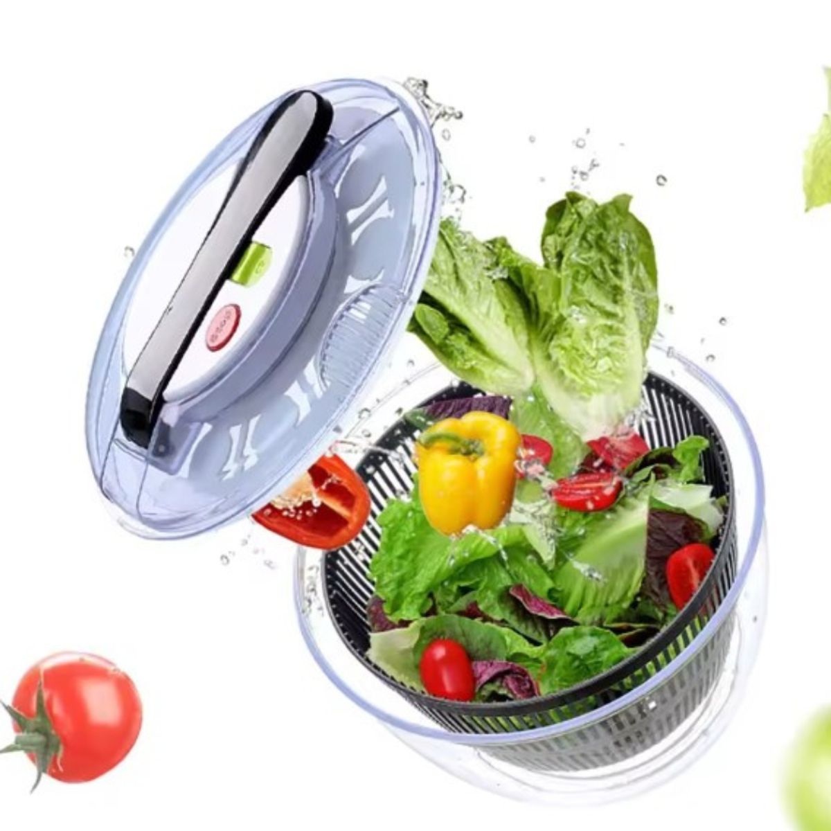 SUKEA - Escurridor Centrifugó Manual De Ensalada Y Hortalizas De 3L Negro