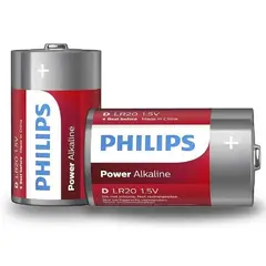 PHILIPS - Pila D Cilíndrica Pack 2 Pilas Batería LR20/D