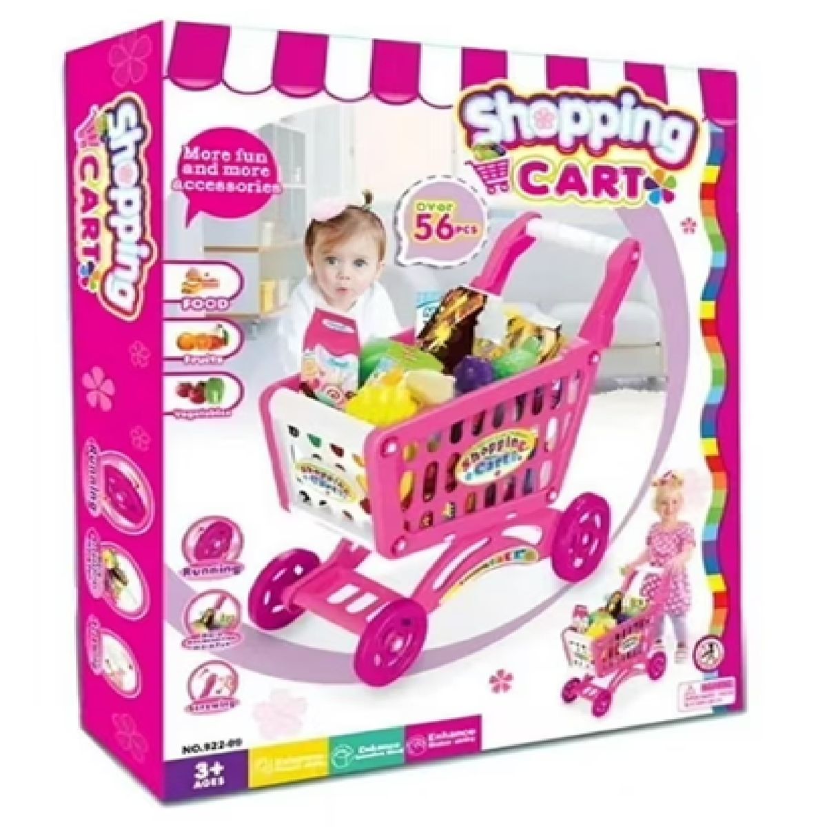 GENERICO - Carrito de compras 56 pcs - Rosa