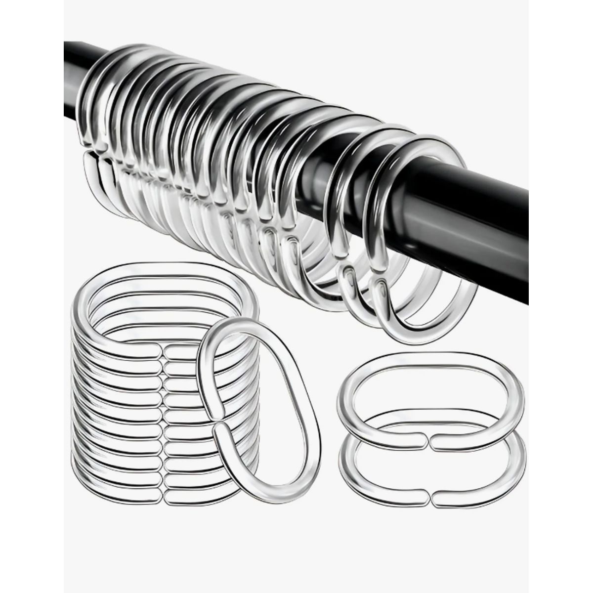 GENERICO - Argolla De Cortina Para Baño Transparente 12 Und