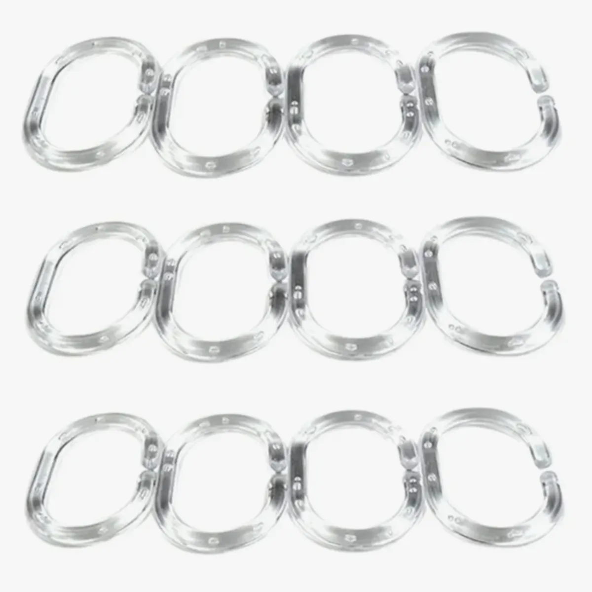 GENERICO - Argolla De Cortina Para Baño Transparente 12 Und