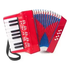 NUTECH - Acordeón 17 Teclas 8 Botones De Bajo Mediano Kids Color Rojo Instrumento Musical Niños