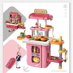 GENERICO - Juguete Maleta 3 En 1 Cocina Rosada Sale Agua