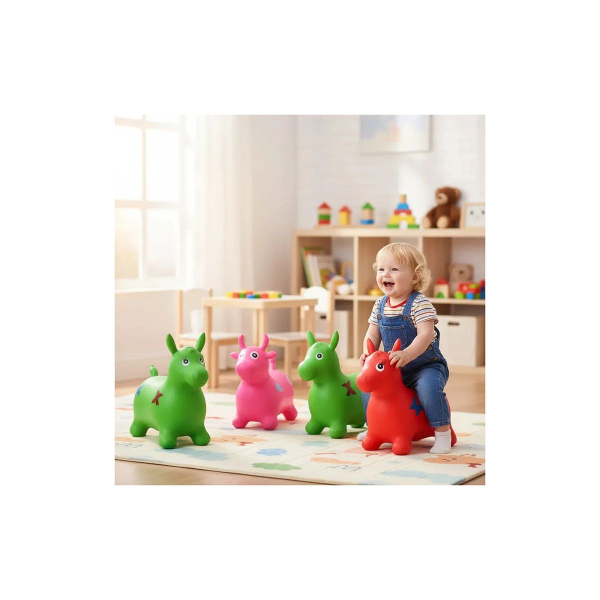 GENERICO - Burro Pony Caballito Saltarin De Goma Juguete Infantil Niños Verde