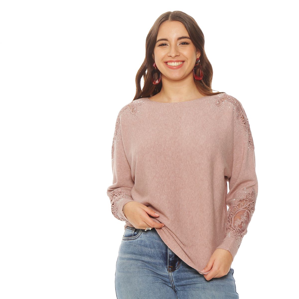 WADOS - SWEATER MANGA LARGA CON APLICACION ESCCOTE REDONDO