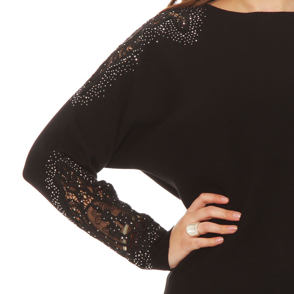 WADOS - SWEATER MANGA LARGA CON APLICACION ESCCOTE REDONDO