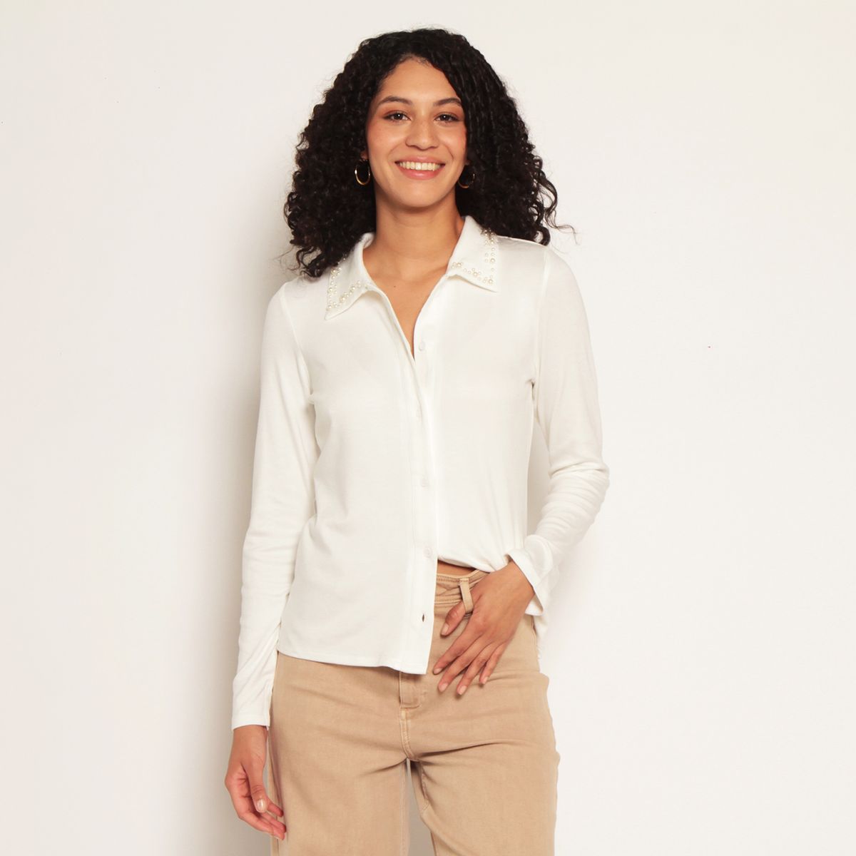 WADOS - BLUSA MANGA LARGA APLICACION ABOTONADA EN DELANTERA