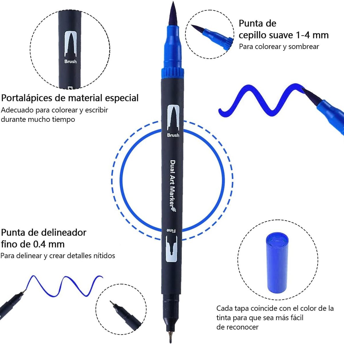 HAZ TU CLICK - Plumones Pincel Brush 48 Colores Marcadores Punta Pincel