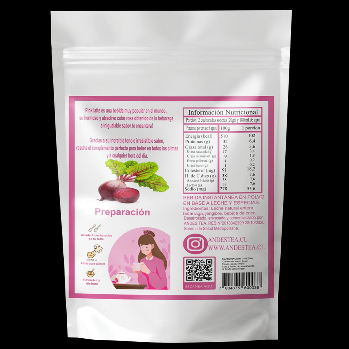 ANDES TEA - Pink Latte Beetroot Mix Betarraga 200gr