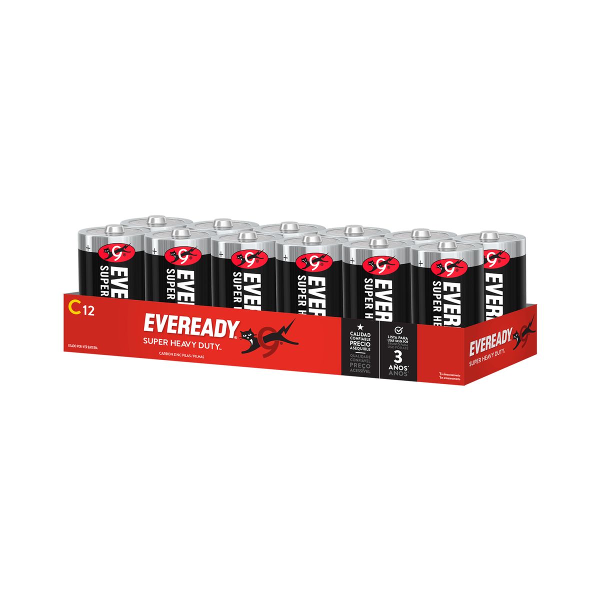 EVEREADY - Pack 12 Pilas Carbón Zinc C 1.5V Mediana Eveready