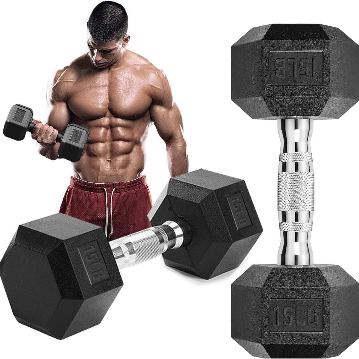 HAZ TU CLICK - Par Mancuernas 5kgr  Engomadas Para Ejercicios En Casa Pesa Color Negro