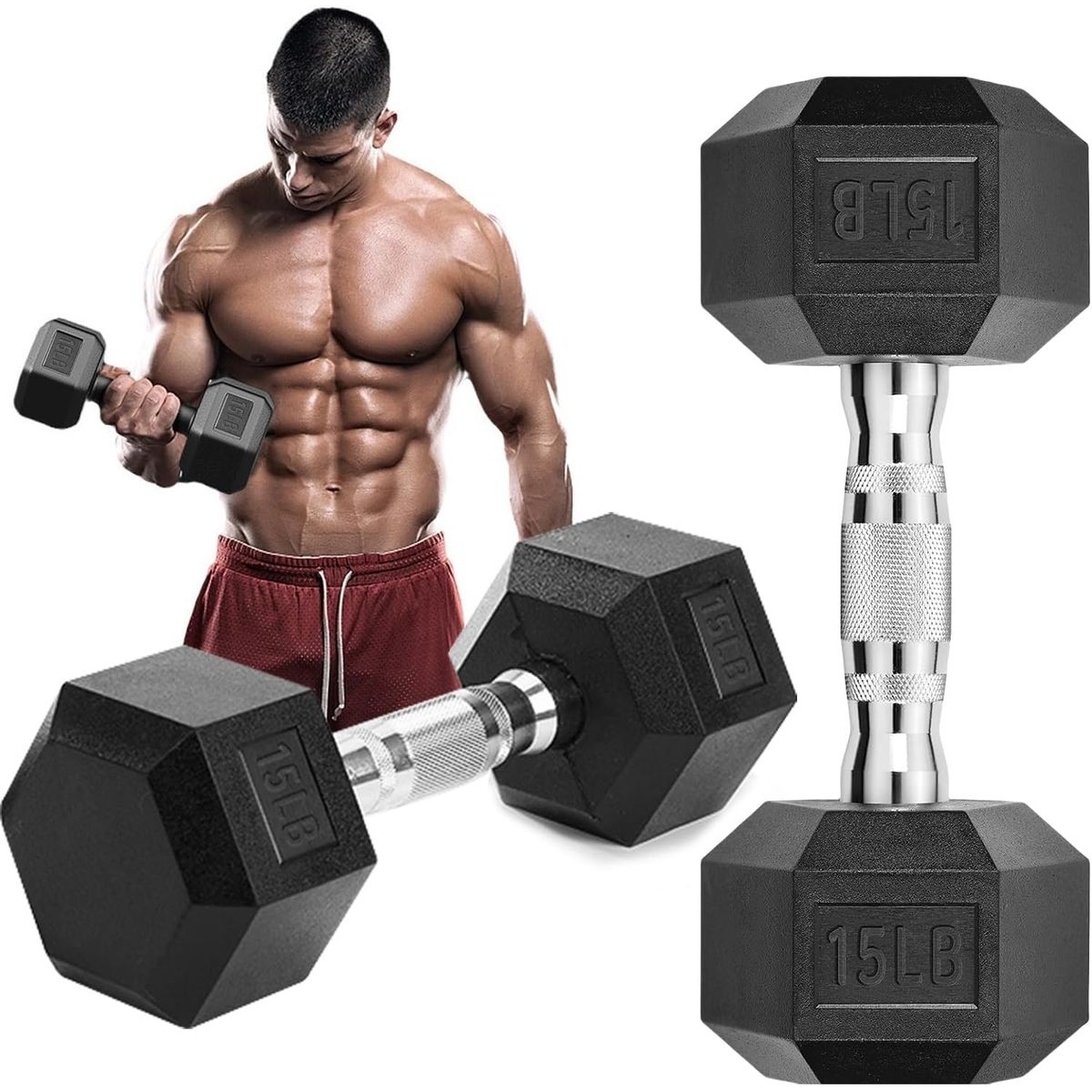 HAZ TU CLICK - Par Mancuernas 5kgr  Engomadas Para Ejercicios En Casa Pesa Color Negro