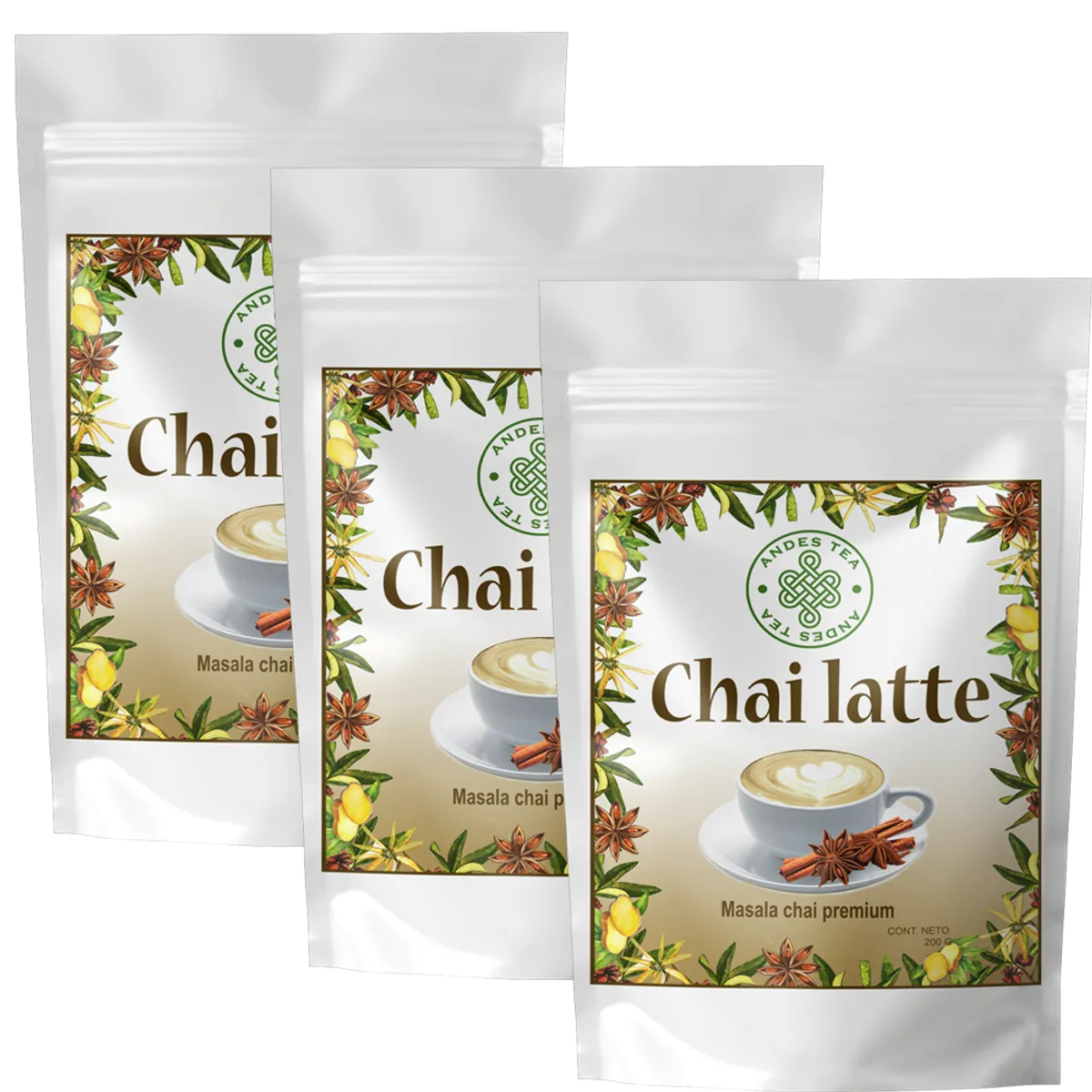 ANDES TEA - Chai Latte 200gr c/u – Pack 3 unidades