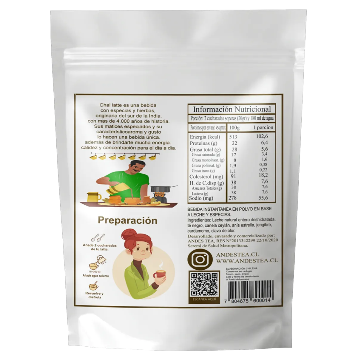 ANDES TEA - Chai Latte 200gr c/u – Pack 3 unidades