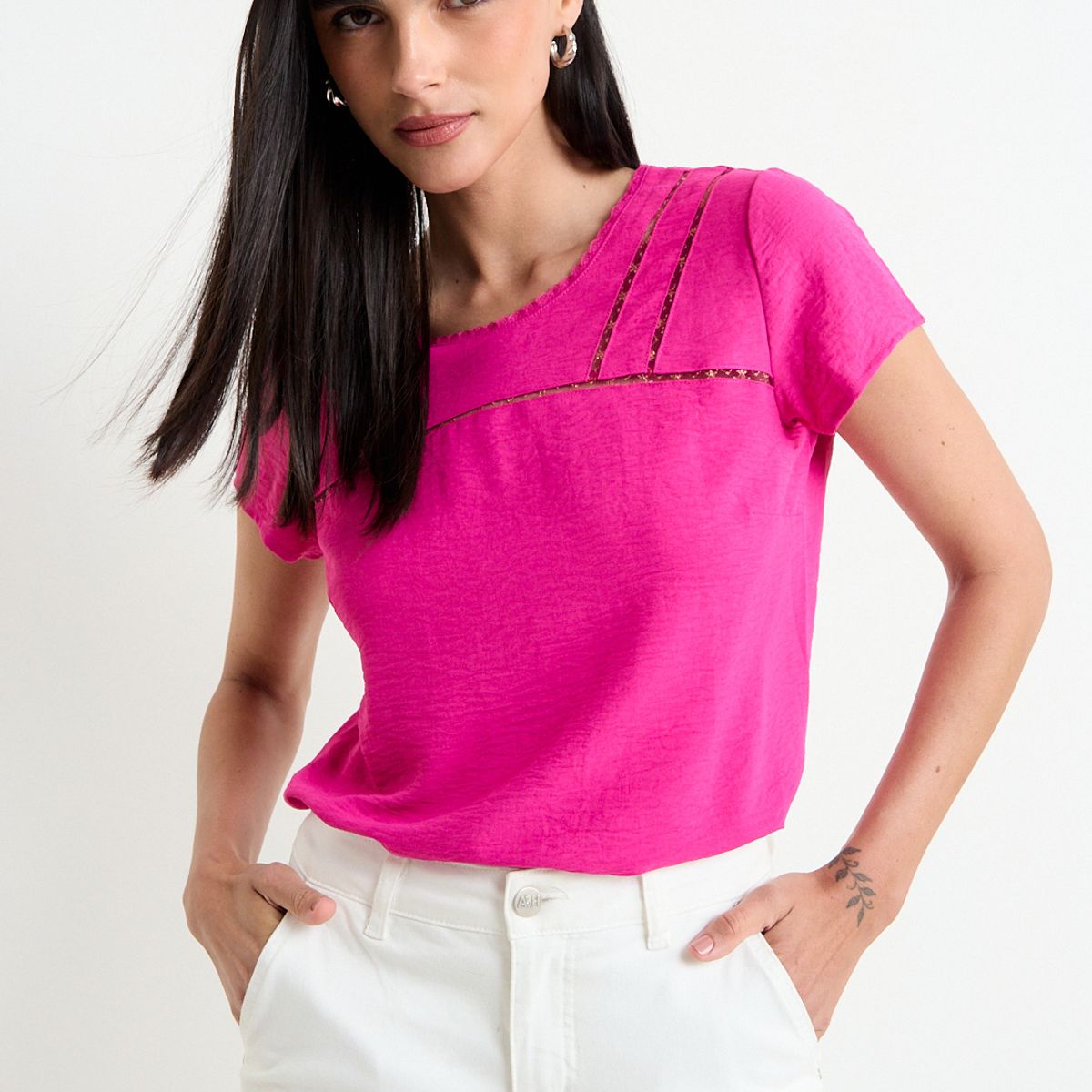 ASH - Blusa Lisa Mujer Fucsia Ash