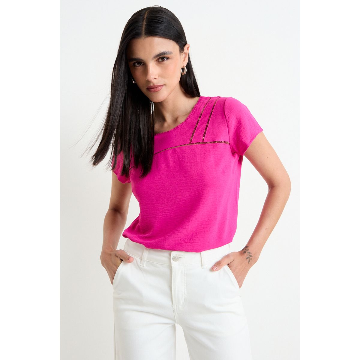 ASH - Blusa Lisa Mujer Fucsia Ash
