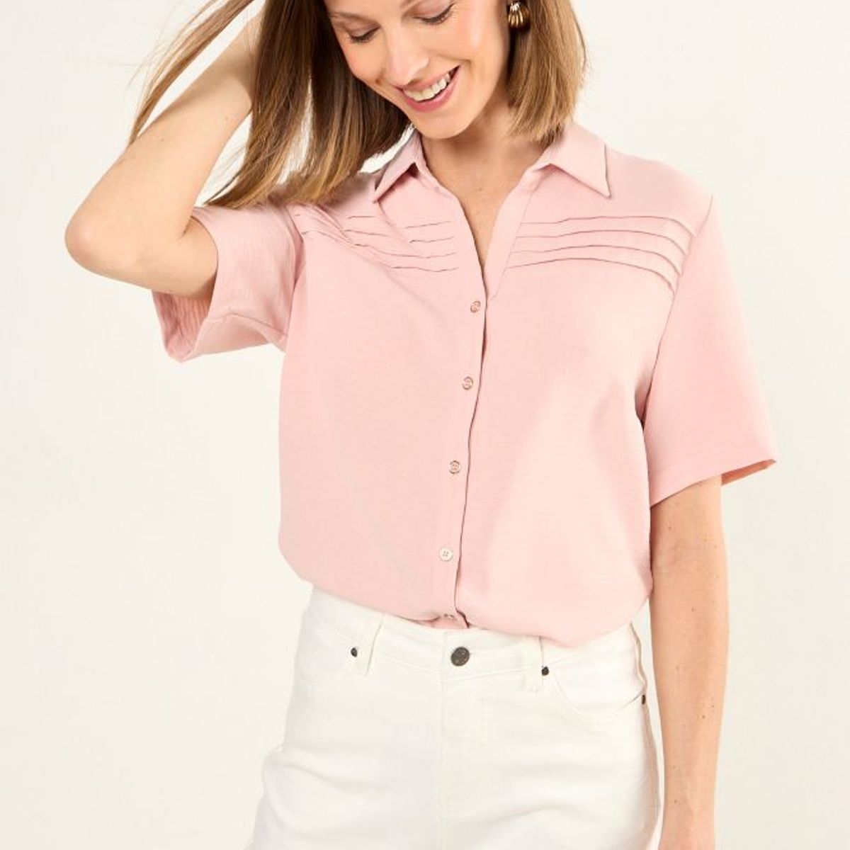 MA GRIFFE - Blusa Lisa Mujer Rosa Magriffe