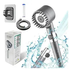 MOVI - Cabezal de Ducha 4 en 1 con Manguera Flexible 1.5 m – Ahorro de agua