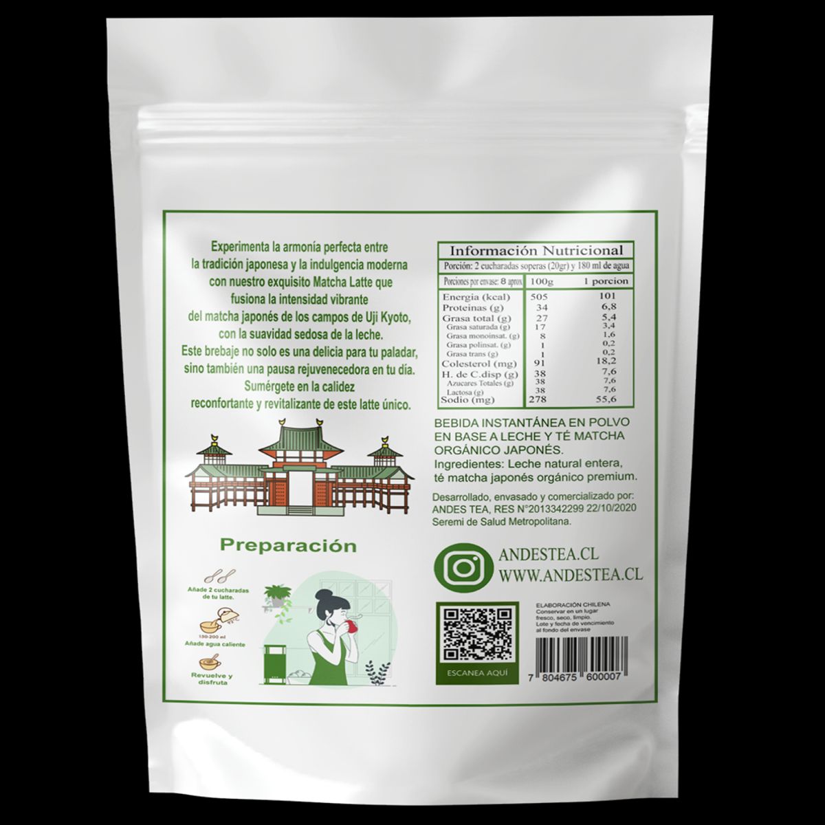 ANDES TEA - Matcha Latte 200gr c/u – Pack 3 unidades