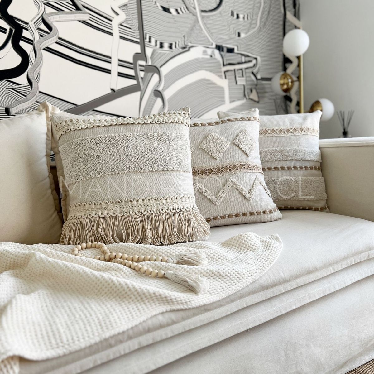 MANDIRHOME - Funda de Cojín Premium Bohemia Luis Cuadrada