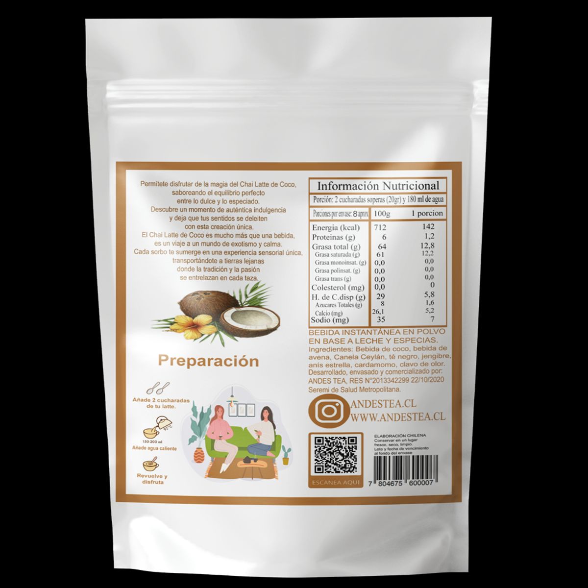 ANDES TEA - Lattes Veganos Pack 3 unidades 200gr c/u – Matcha latte Coco – Chai latte Coco – Golden latte Coco