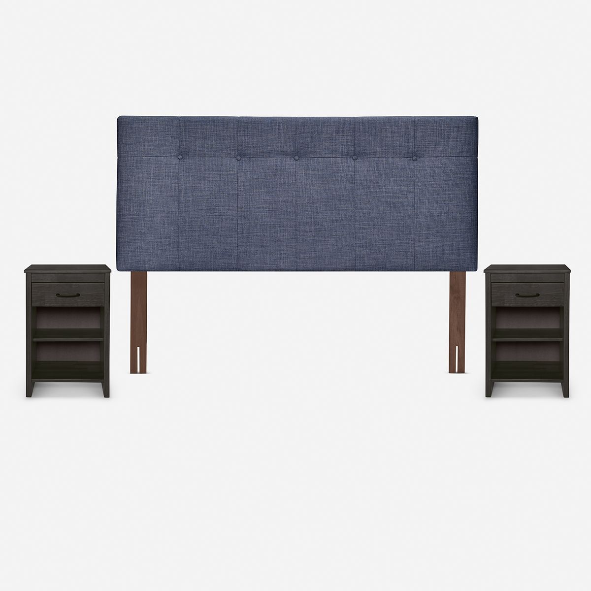 ROSEN - Respaldo New Bennet Denim King + 2 Veladores Maurice