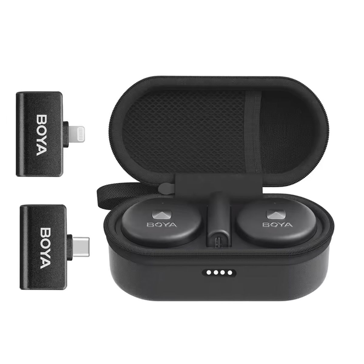 BOYA - Microfono Inalámbrico Boya Omicu Dual Usb-CLightning Con Fijacion Y Estuche de carga