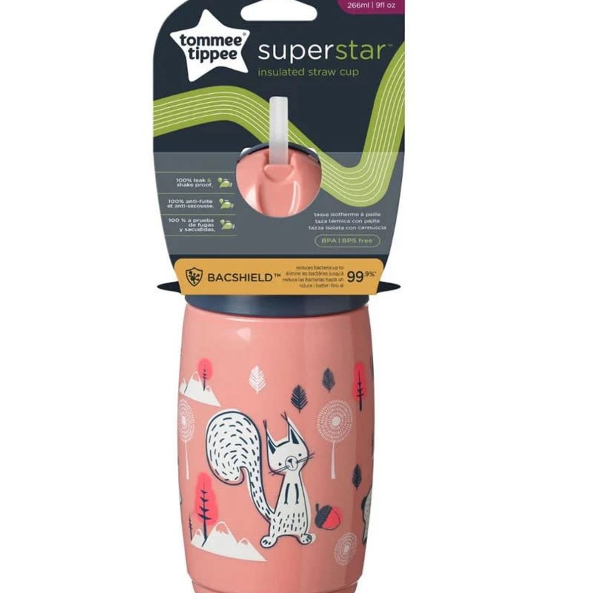TOMMEE TIPPEE - VASO CON BOMBILLA 266ML SUPERSTAR STRAW 12M+ ROSADO