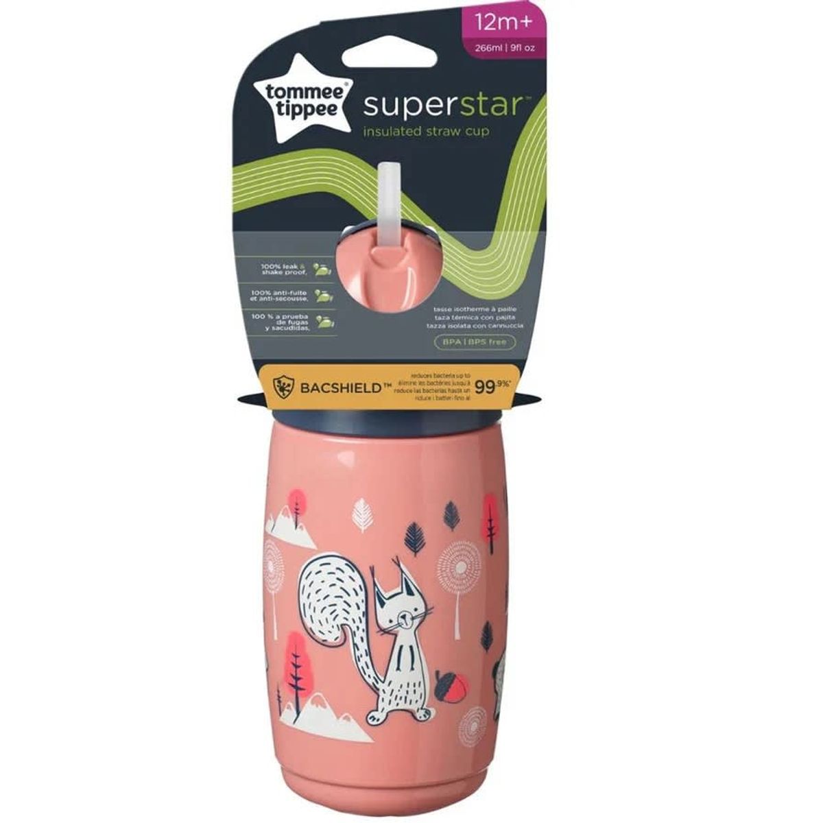 TOMMEE TIPPEE - VASO CON BOMBILLA 266ML SUPERSTAR STRAW 12M+ ROSADO