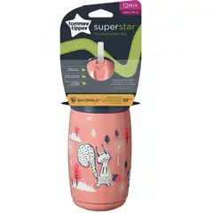 TOMMEE TIPPEE - VASO CON BOMBILLA 266ML SUPERSTAR STRAW 12 MESES+ ROSADO