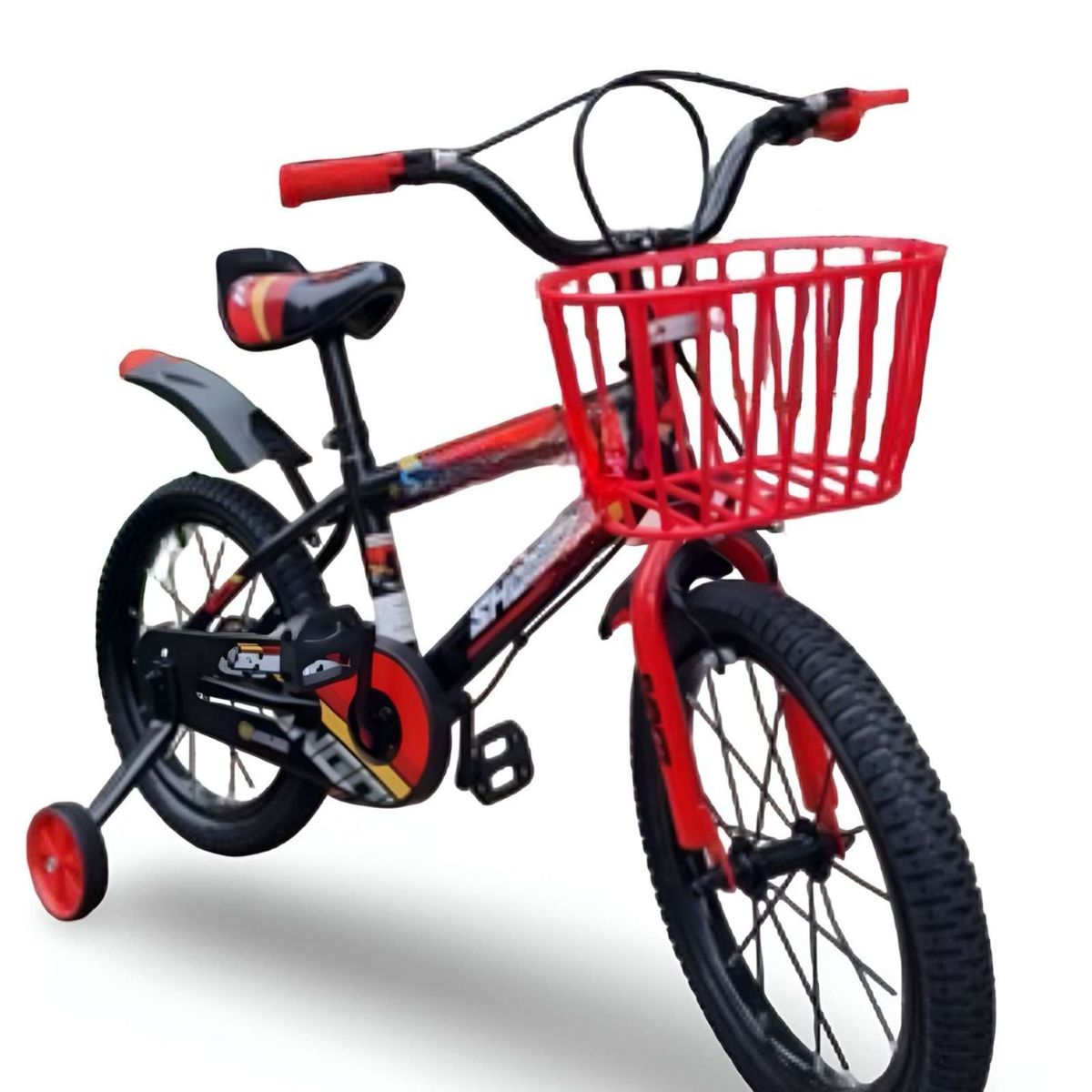 GENERICO - Bicicleta Aro 14 Con Ruedas De Aprendizaje Para Niños Rojo + Kit de Protección