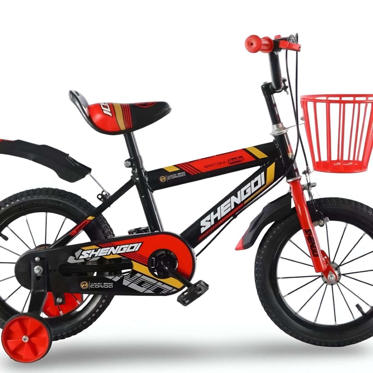 GENERICO - Bicicleta Aro 14 Con Ruedas De Aprendizaje Para Niños Rojo + Kit de Protección
