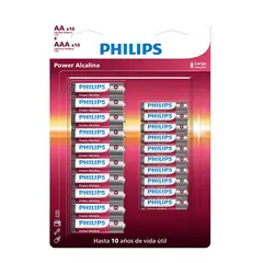 PHILIPS - Pack Pilas AA x 10 + AAA x 10 Alcalinas LR036P20BP