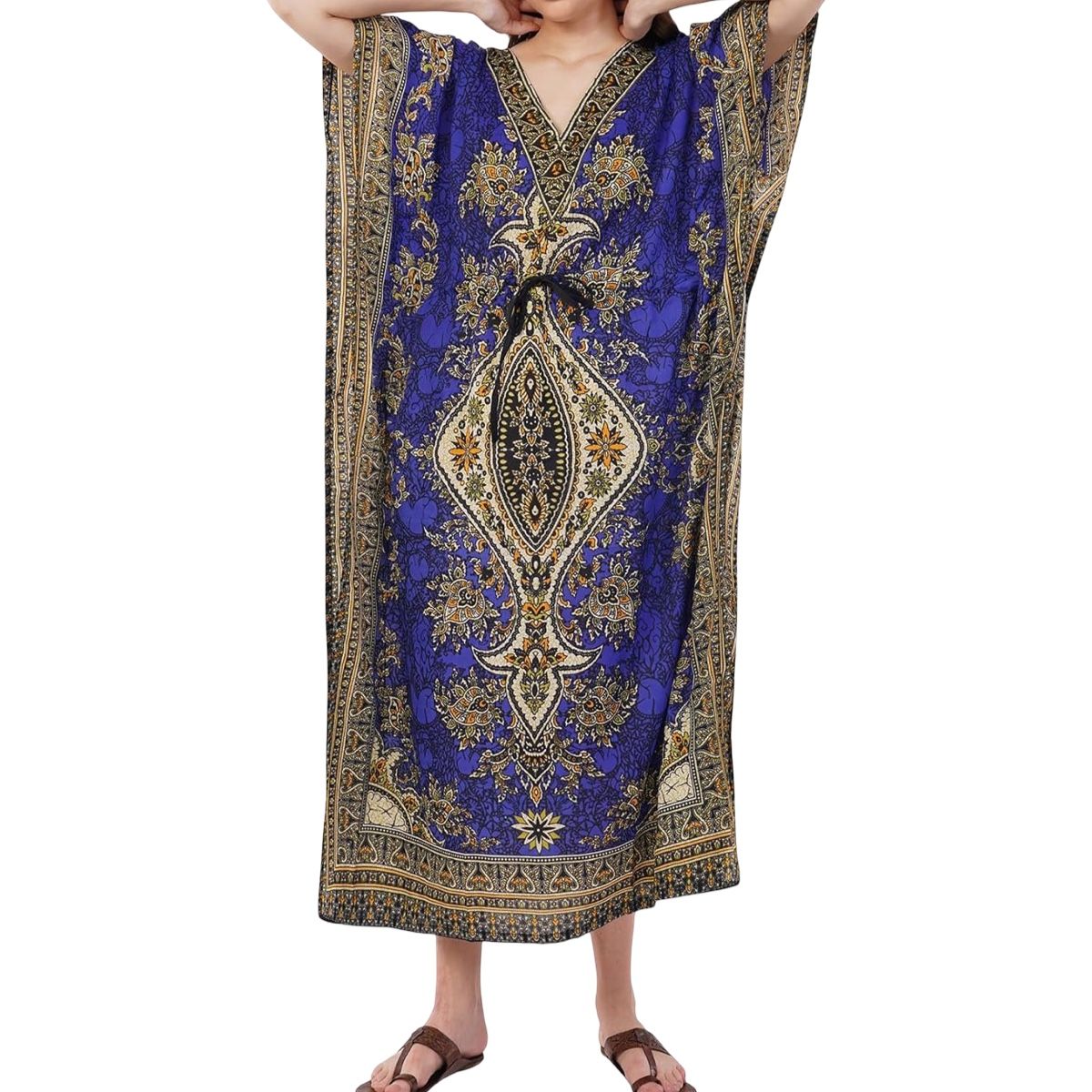 AAYO MODA - Caftán Kimono Largo Mujer Talla Grande Estampado Floral Verano