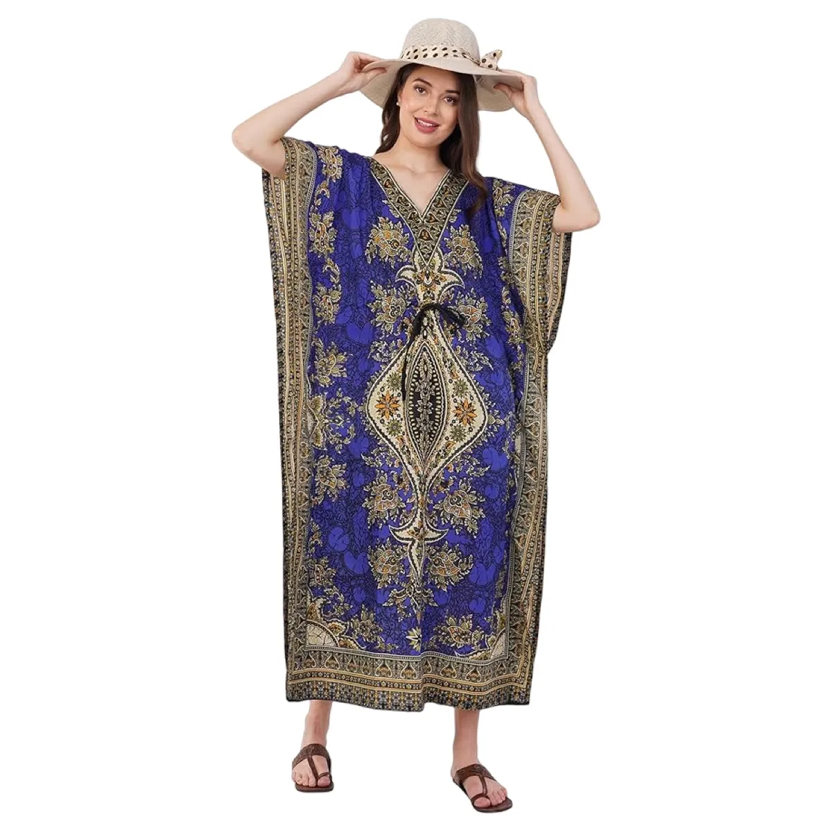 AAYO MODA - Caftán Kimono Largo Mujer Talla Grande Estampado Floral Verano