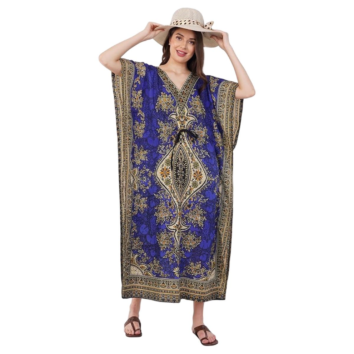 AAYO MODA - Caftán Kimono Largo Mujer Talla Grande Estampado Floral Verano