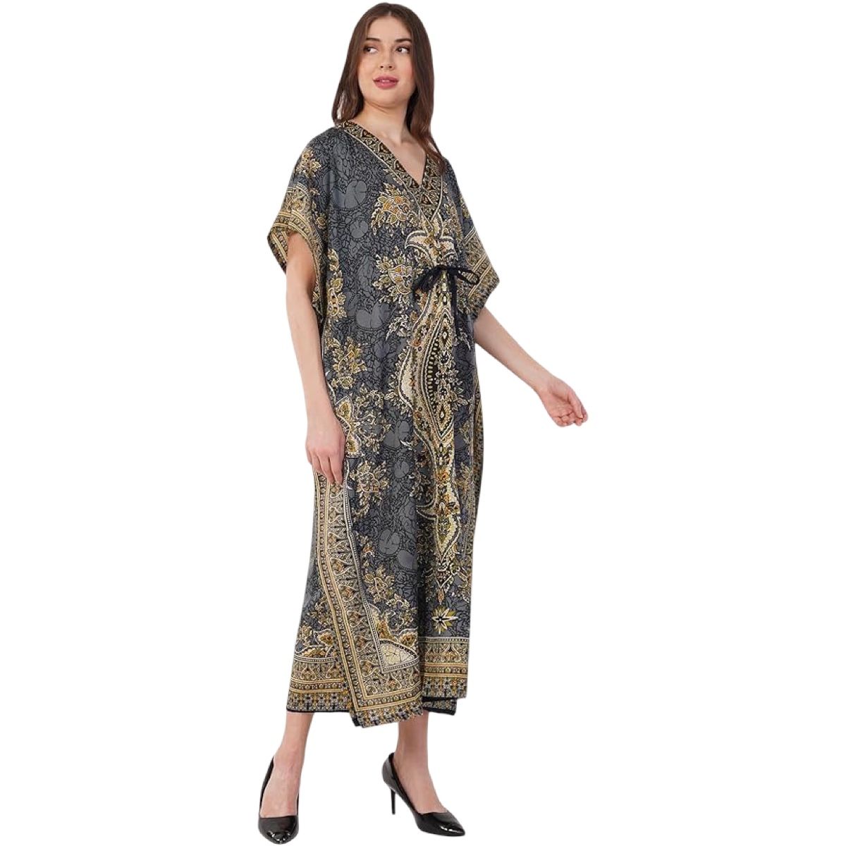 AAYO MODA - Caftán Kimono Largo Mujer Talla Grande Estampado Floral Verano