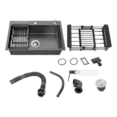 GENERICO - Lavaplatos Sobre Cubierta 55x45 Rejilla Dispensador Negro