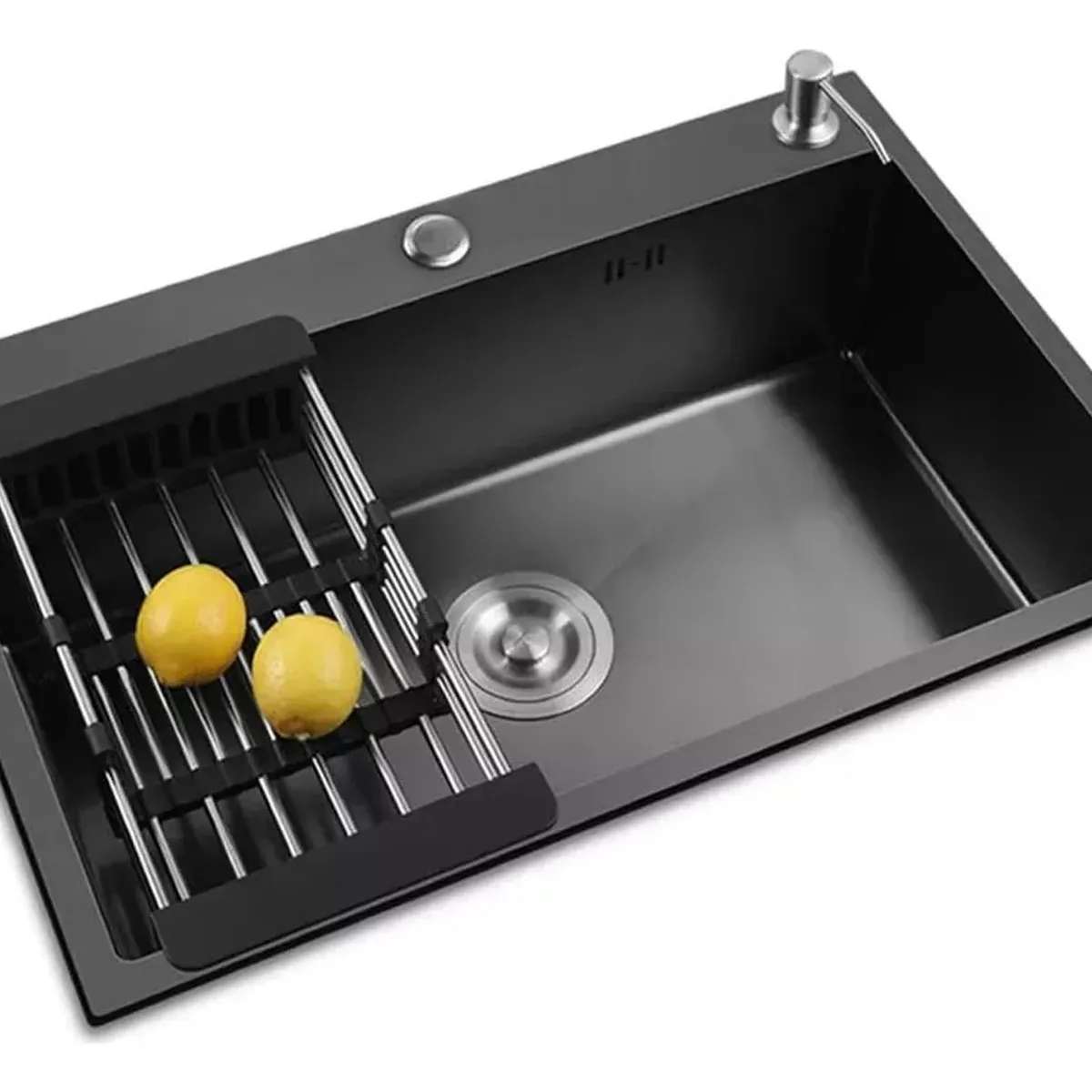 GENERICO - Lavaplatos Sobre Cubierta 55x45 Rejilla Dispensador Negro