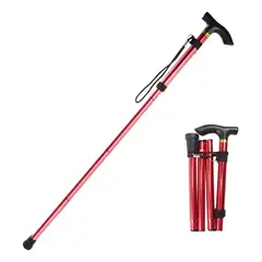 GENERICO - Antideslizante Bastón Plegable Telescópico 84-93cm Rojo